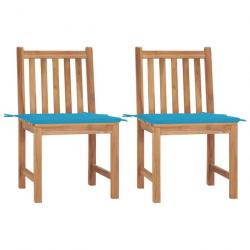 Chaises de jardin 2 pcs avec coussins Bois de teck massif 3062920