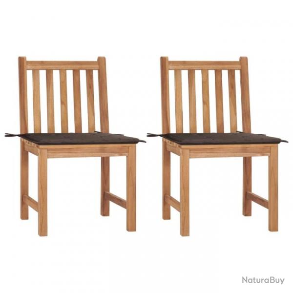 Chaises de jardin 2 pcs avec coussins Bois de teck massif 3062924