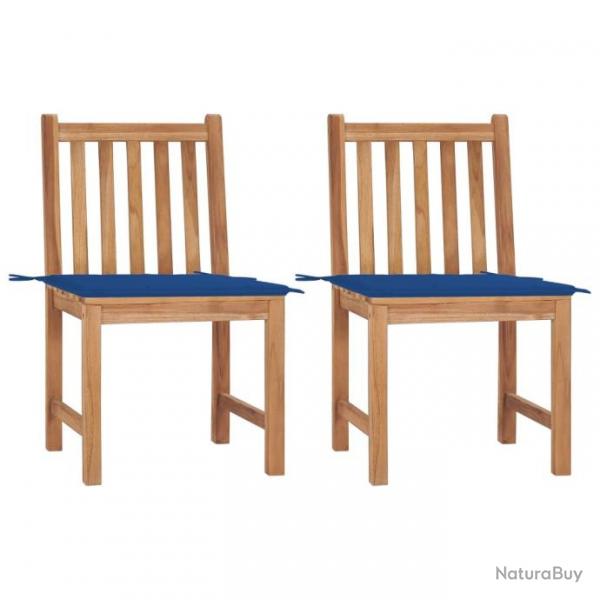 Chaises de jardin 2 pcs avec coussins Bois de teck massif 3062926