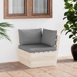 Canapé d'angle palette de jardin avec coussins Épicéa imprégné 3063349