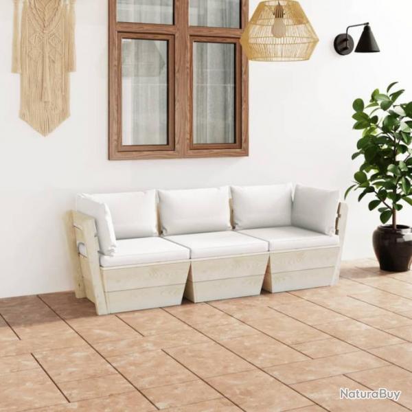 Canap palette  3 places de jardin avec coussins Bois d'pica 3063398