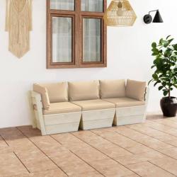 Canapé palette à 3 places de jardin avec coussins Bois d'épicéa 3063399
