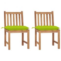 Chaises de jardin 2 pcs avec coussins Bois de teck massif 3062942