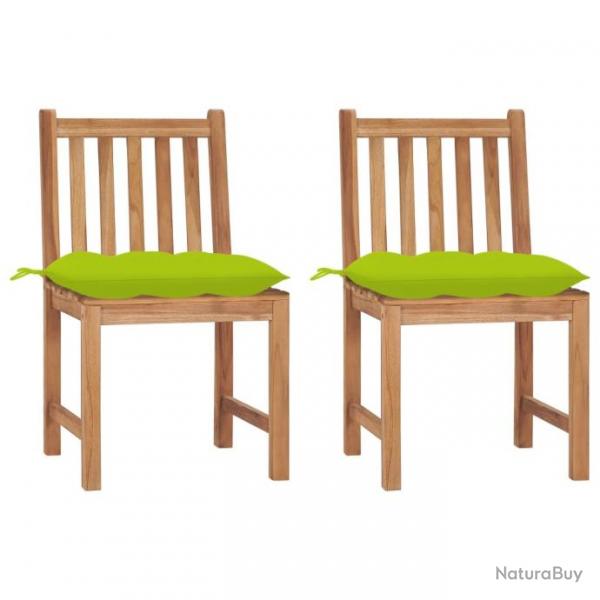 Chaises de jardin 2 pcs avec coussins Bois de teck massif 3062942