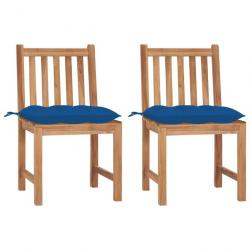 Chaises de jardin 2 pcs avec coussins Bois de teck massif 3062941