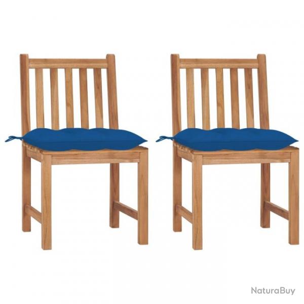 Chaises de jardin 2 pcs avec coussins Bois de teck massif 3062941