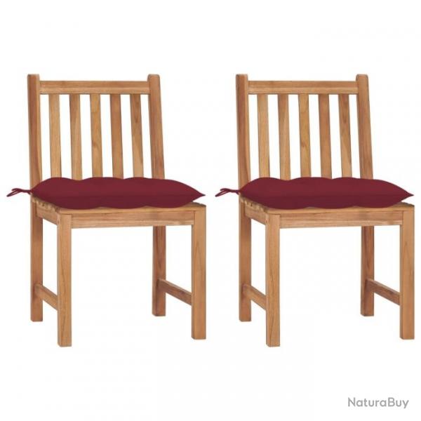 Chaises de jardin 2 pcs avec coussins Bois de teck massif 3062940