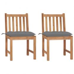 Chaises de jardin 2 pcs avec coussins Bois de teck massif 3062932