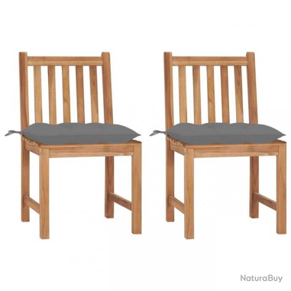 Chaises de jardin 2 pcs avec coussins Bois de teck massif 3062932