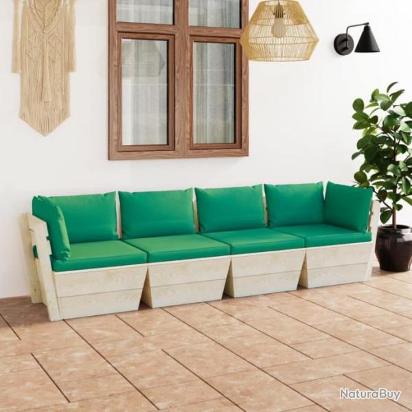 Canap palette  4 places de jardin avec coussins Bois d'pica 3063449