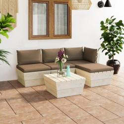 Salon de jardin palette 5 pcs avec coussins Épicéa imprégné 3063464