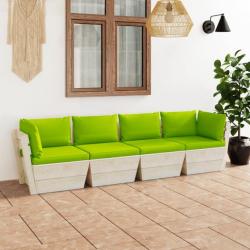 Canapé palette à 4 places de jardin avec coussins Bois d'épicéa 3063455
