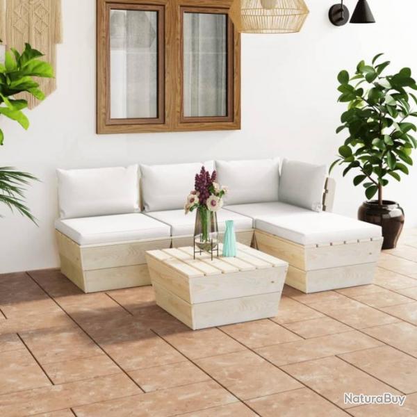 Salon de jardin palette 5 pcs avec coussins pica imprgn 3063458