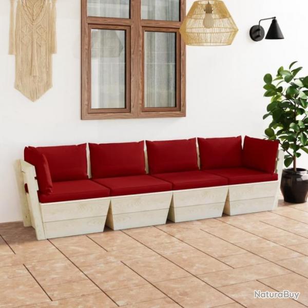 Canap palette  4 places de jardin avec coussins Bois d'pica 3063450