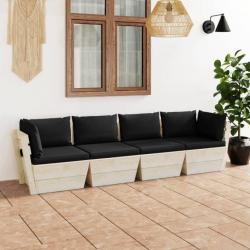 Canapé palette à 4 places de jardin avec coussins Bois d'épicéa 3063451