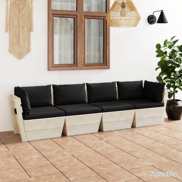 Canap palette  4 places de jardin avec coussins Bois d'pica 3063451