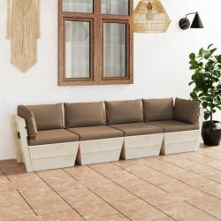 Canapé palette à 4 places de jardin avec coussins Bois d'épicéa 3063452