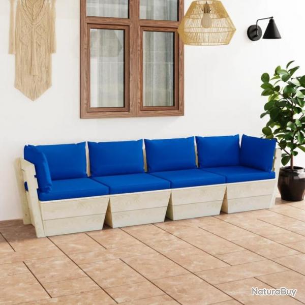 Canap palette  4 places de jardin avec coussins Bois d'pica 3063454