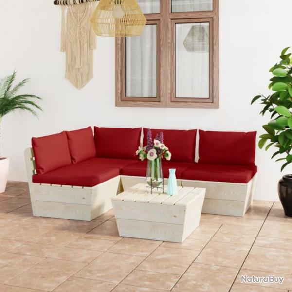 Salon de jardin palette 5 pcs avec coussins pica imprgn 3063489