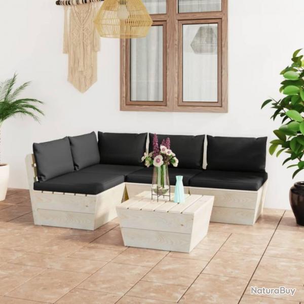 Salon de jardin palette 5 pcs avec coussins pica imprgn