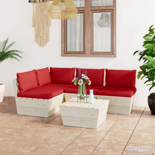 Salon de jardin palette 5 pcs avec coussins pica imprgn 3063486