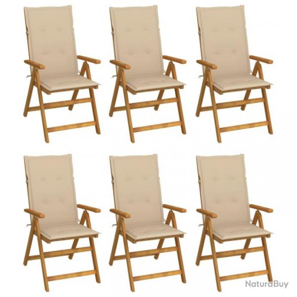 Chaises pliables de jardin 6 pcs avec coussins Bois d'acacia 3064122