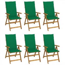 Chaises pliables de jardin 6 pcs avec coussins Bois d'acacia 3064124