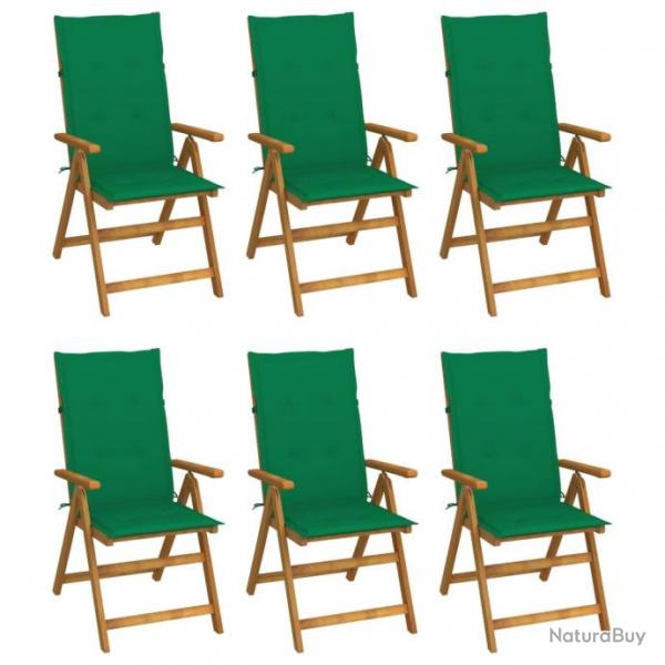 Chaises pliables de jardin 6 pcs avec coussins Bois d'acacia 3064124