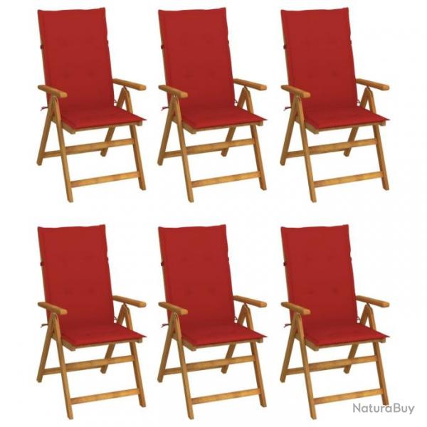 Chaises pliables de jardin 6 pcs avec coussins Bois d'acacia 3064125