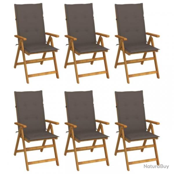 Chaises pliables de jardin 6 pcs avec coussins Bois d'acacia 3064127