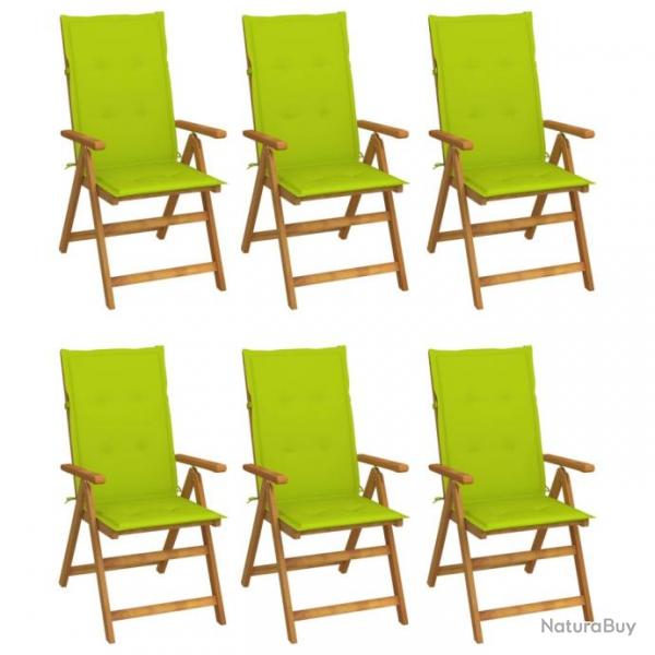 Chaises pliables de jardin 6 pcs avec coussins Bois d'acacia 3064130