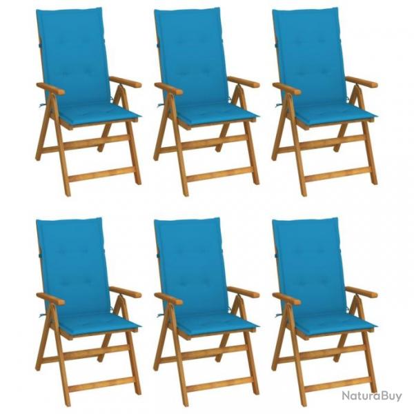 Chaises pliables de jardin 6 pcs avec coussins Bois d'acacia 3064123