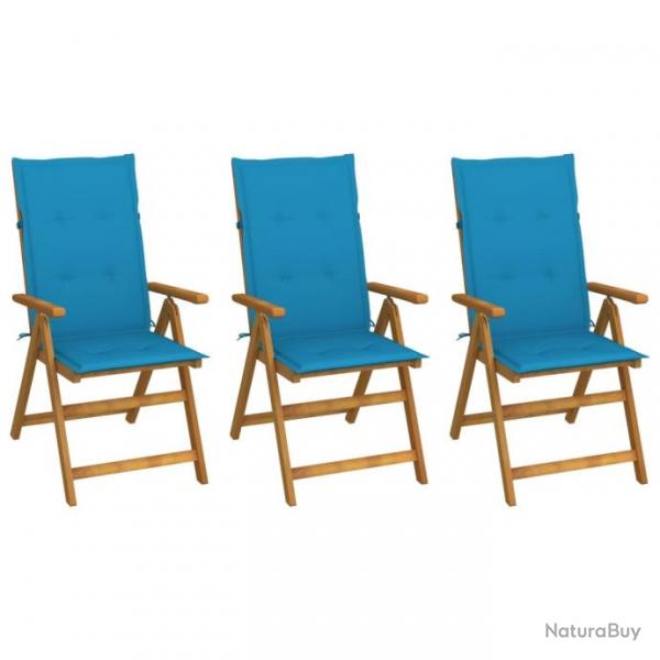 Chaises pliables de jardin 3 pcs avec coussins Bois d'acacia 3064093