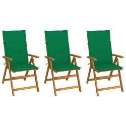 Chaises pliables de jardin 3 pcs avec coussins Bois d'acacia 3064094