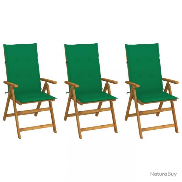 Chaises pliables de jardin 3 pcs avec coussins Bois d'acacia 3064094