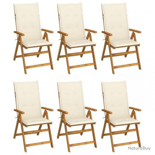 Chaises pliables de jardin 6 pcs avec coussins Bois d'acacia 3064121