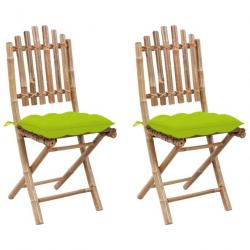Chaises pliables de jardin 2 pcs avec coussins Bambou 3064013