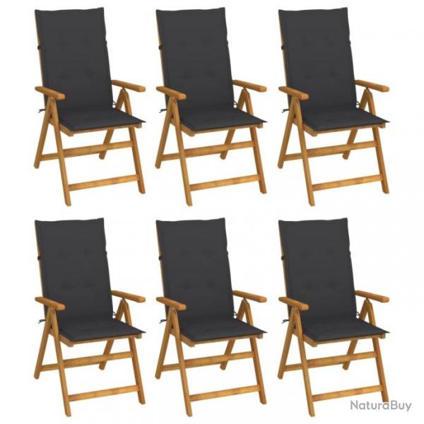 Chaises pliables de jardin 6 pcs avec coussins Bois d'acacia 3064119