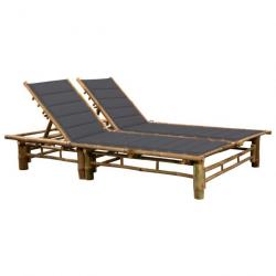 Chaise longue pour 2 personnes avec coussins Bambou 3063945