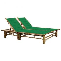 Chaise longue pour 2 personnes avec coussins Bambou 3063950