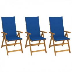 Chaises pliables de jardin 3 pcs avec coussins Bois d'acacia 3064099