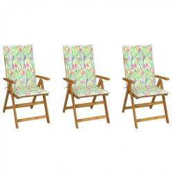 Chaises pliables de jardin 3 pcs avec coussins Bois d'acacia 3064101