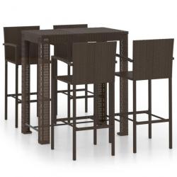 bar de jardin 5pcs avec accoudoirs Résine tressée Marron 3064810