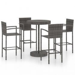 bar de jardin 5 pcs Résine tressée Gris 3064773