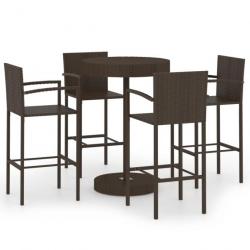 bar de jardin 5 pcs Résine tressée Marron 3064771