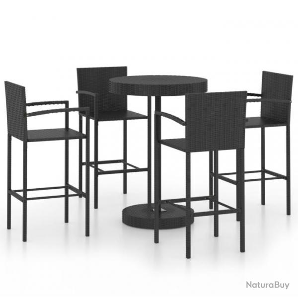 Ensemble de bar de jardin 5 pcs Rsine tresse Noir