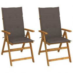 Chaises inclinables de jardin 2 pcs avec coussins Bois d'acacia 3064067