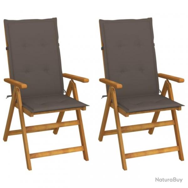 Chaises inclinables de jardin 2 pcs avec coussins Bois d'acacia 3064067