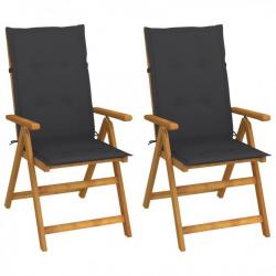 Chaises inclinables de jardin 2 pcs avec coussins Bois d'acacia 3064059