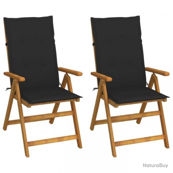 Chaises inclinables de jardin 2 pcs avec coussins Bois d'acacia 3064066